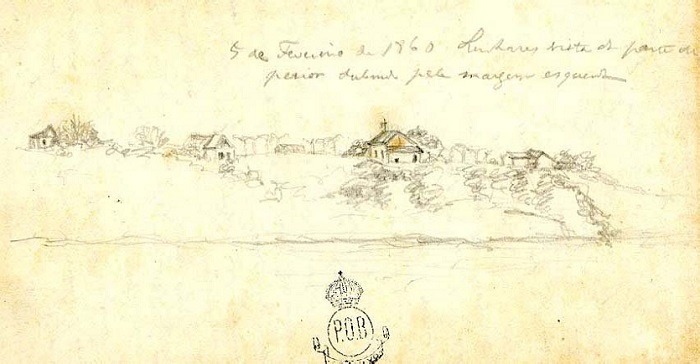 Desenho de Dom Pedro II em 1860 cidade de Linhares